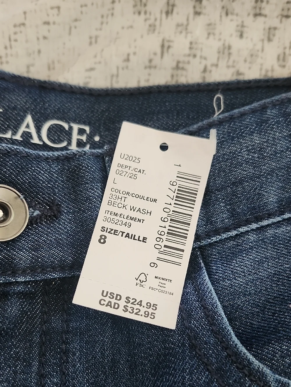 NWT! The Children's Place Boys Dark Blue Washed Denim Bermuda Shorts, Size: 8